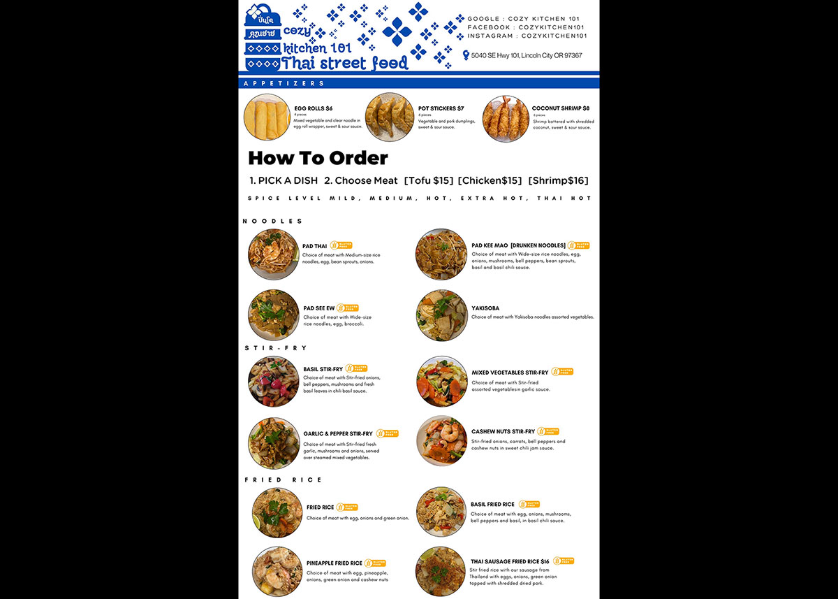 Cozy kitchen's Menu, small version